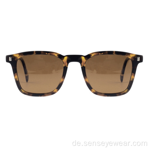 Quadratische trendige Sonnenbrille Vintage Acetat -Schräg -Sonnenbrille